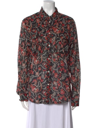 Isabel Marant Floral Print Long Sleeve Button-Up Top