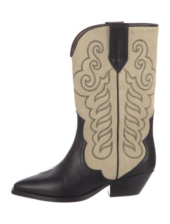 Isabel Marant Leather Colorblock Pattern Western Boots