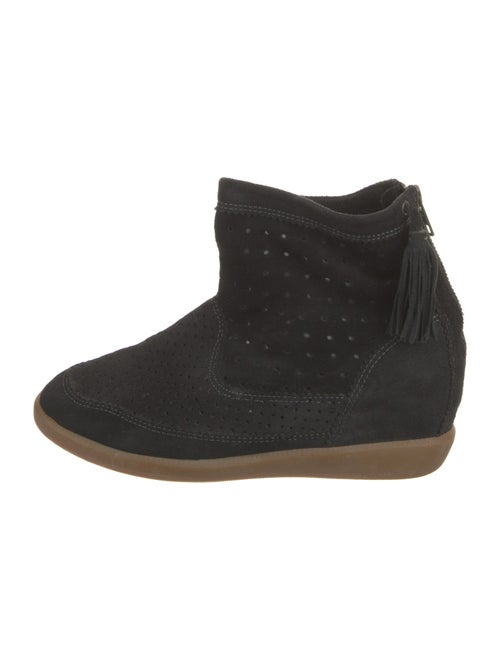 Isabel Marant Suede Lasercut Accents Wedge Sneakers