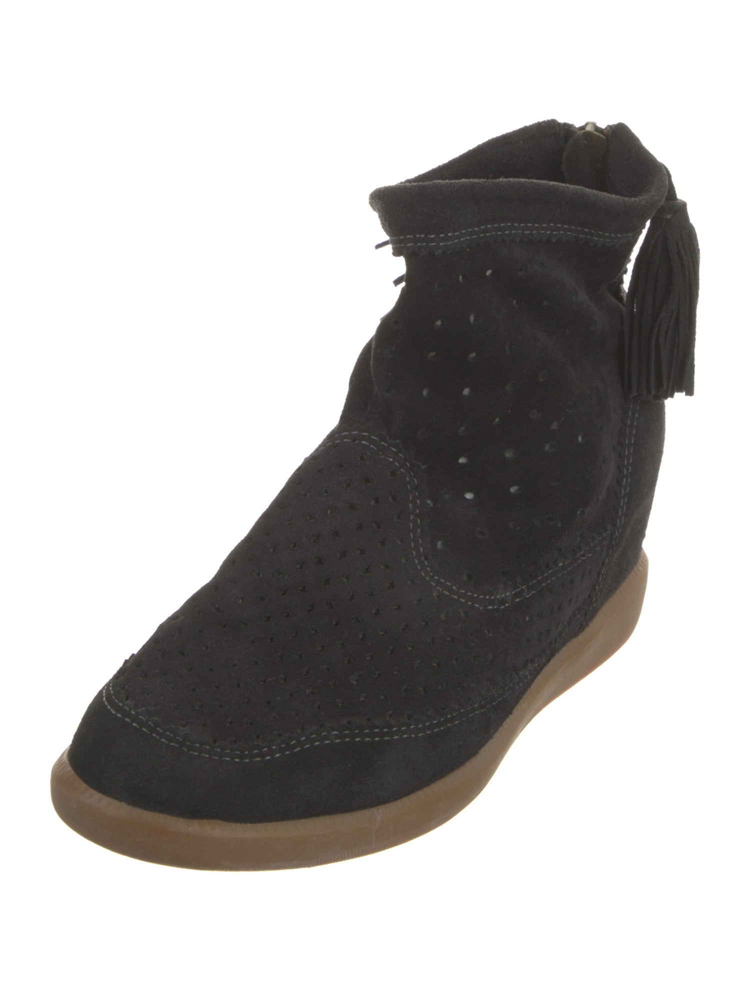 Isabel Marant Suede Lasercut Accents Wedge Sneakers