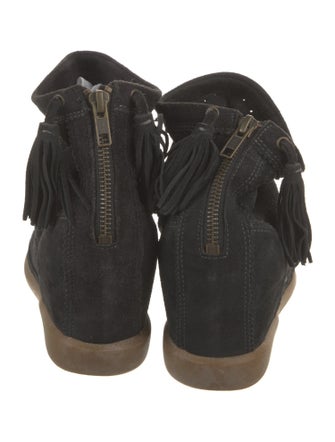 Isabel Marant Suede Lasercut Accents Wedge Sneakers