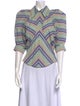 Isabel Marant Striped Three-Quarter Sleeve Button-Up Top