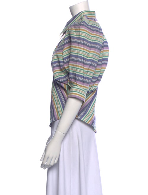 Isabel Marant Striped Three-Quarter Sleeve Button-Up Top