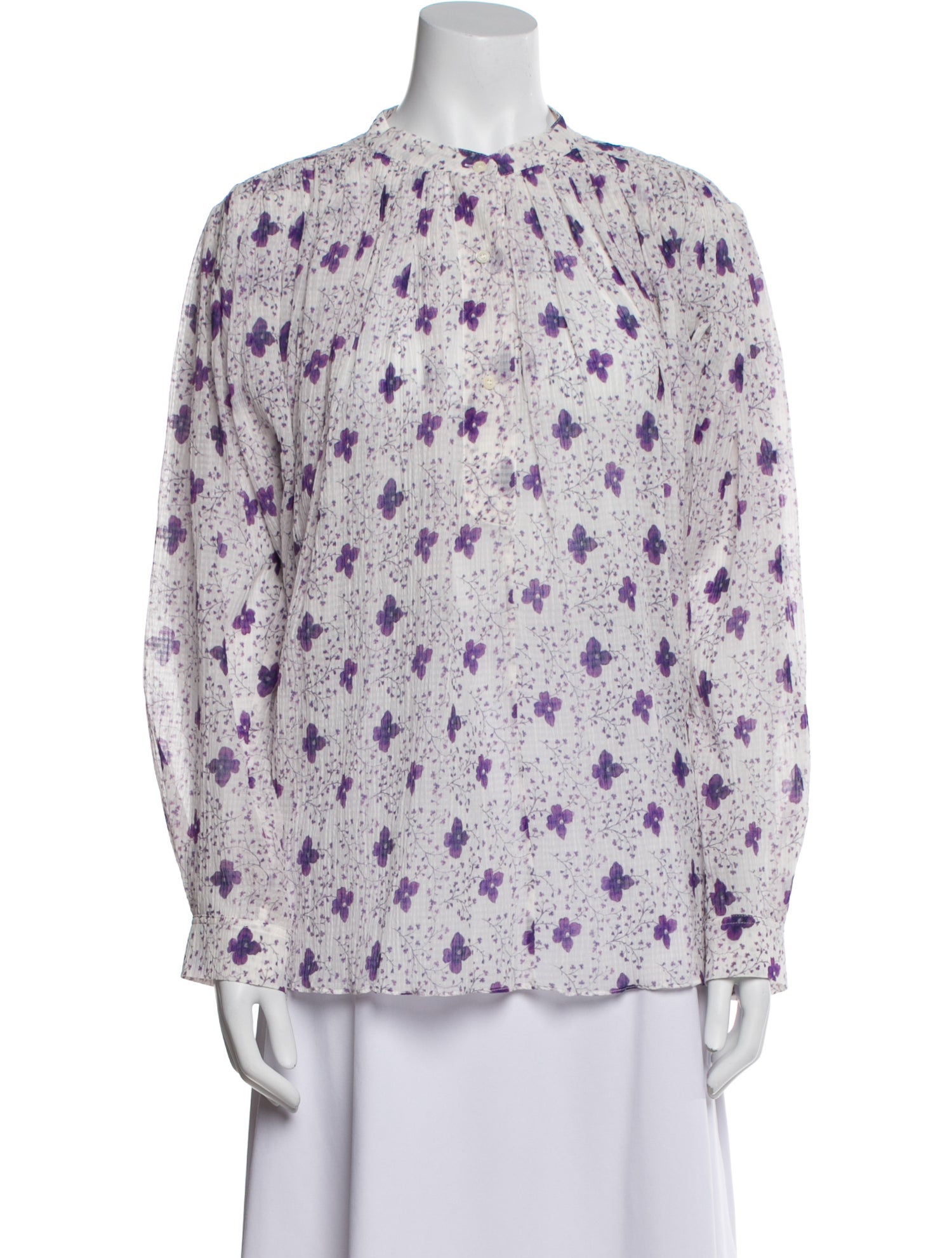 Isabel Marant Floral Print Mock Neck Blouse