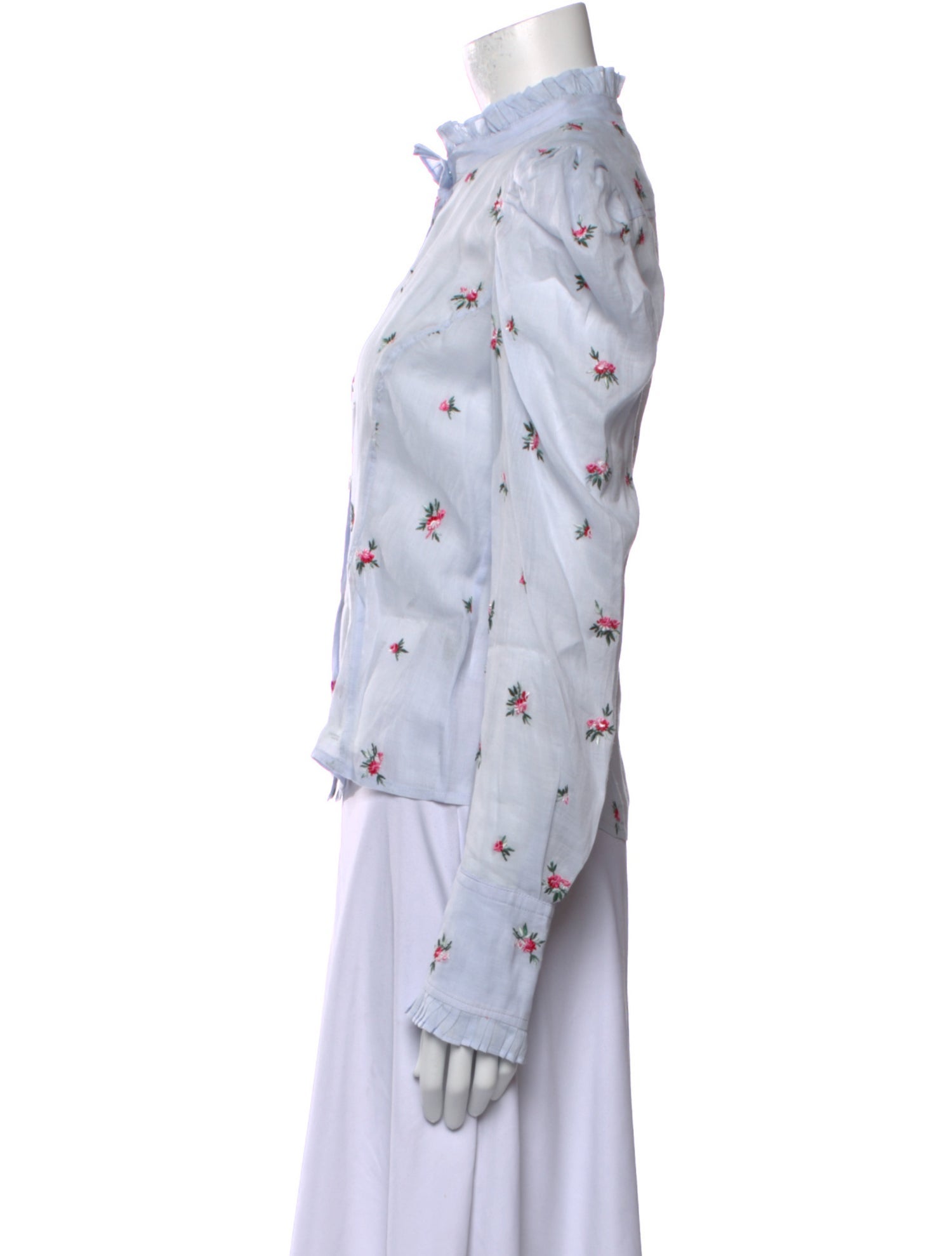 Isabel Marant Floral Print Mock Neck Button-Up Top