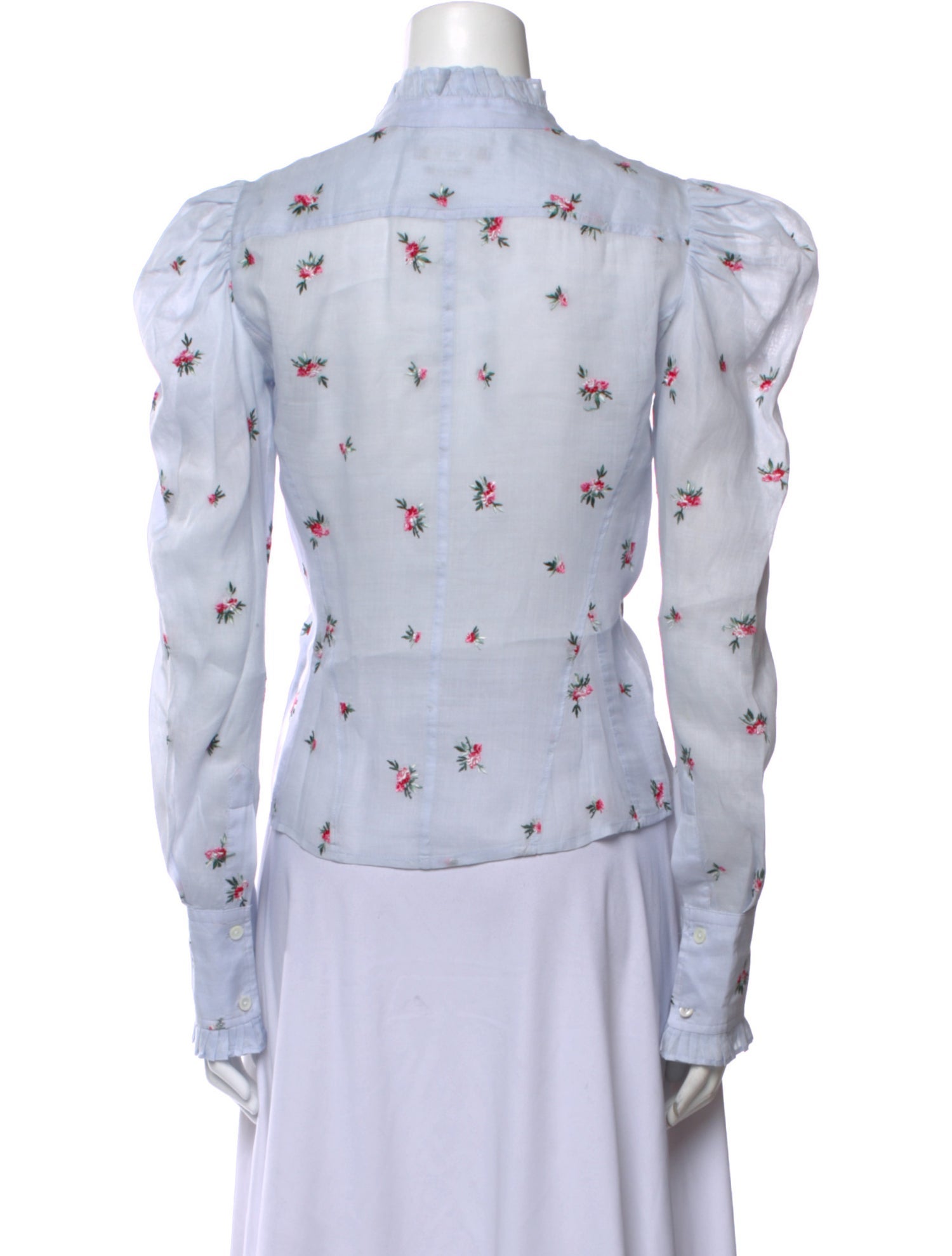 Isabel Marant Floral Print Mock Neck Button-Up Top