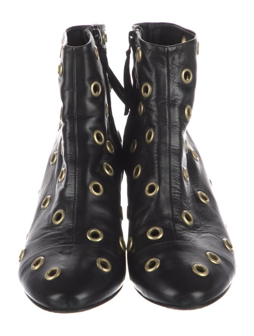Isabel Marant Leather Polka Dot Print Lace-Up Boots