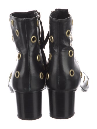 Isabel Marant Leather Polka Dot Print Lace-Up Boots