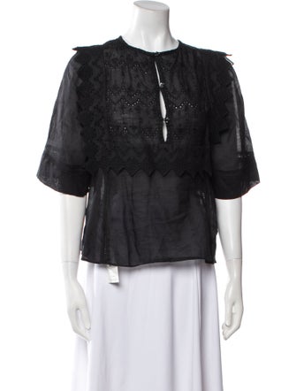 Isabel Marant Crew Neck Three-Quarter Sleeve Blouse