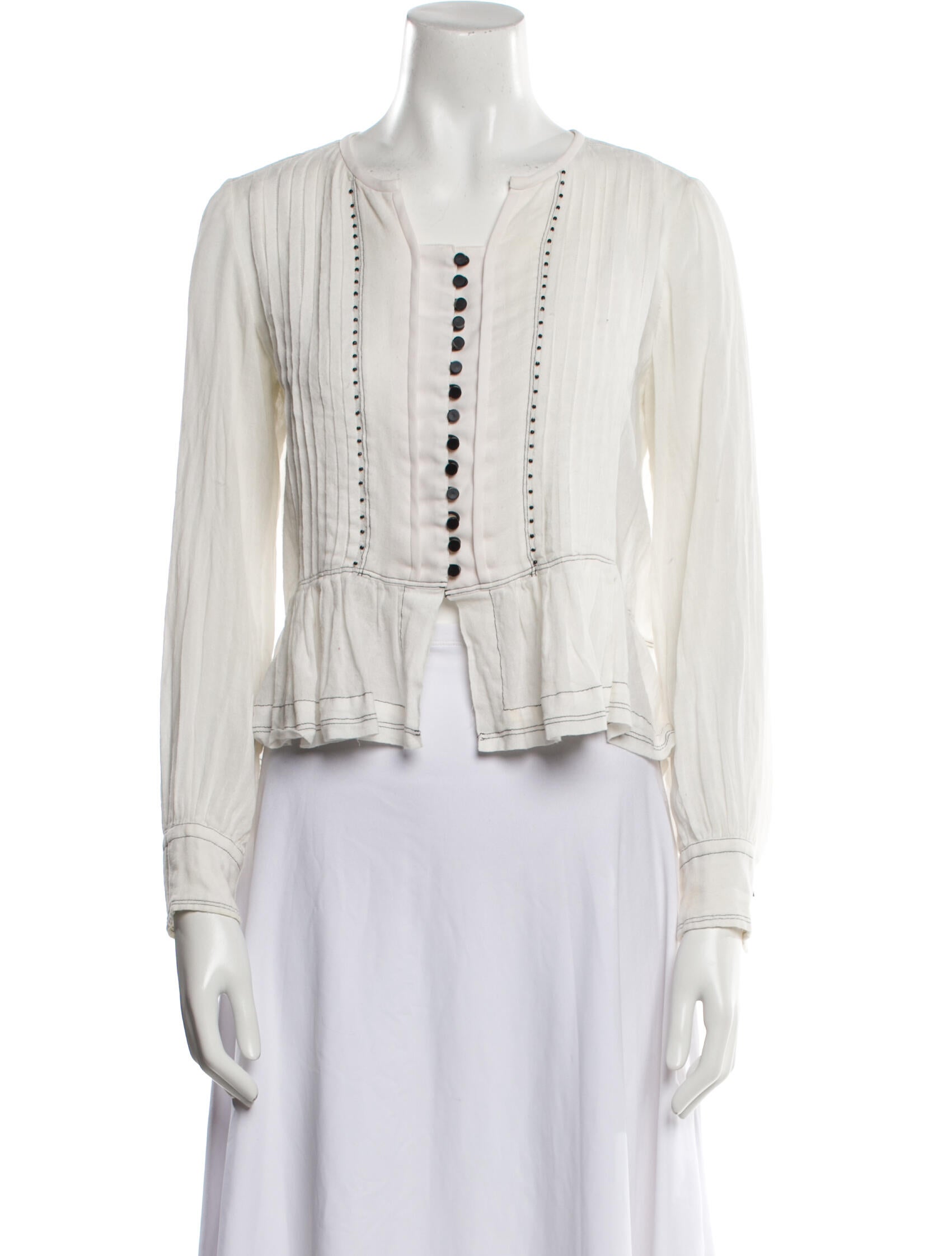 Isabel Marant V-Neck Long Sleeve Crop Top