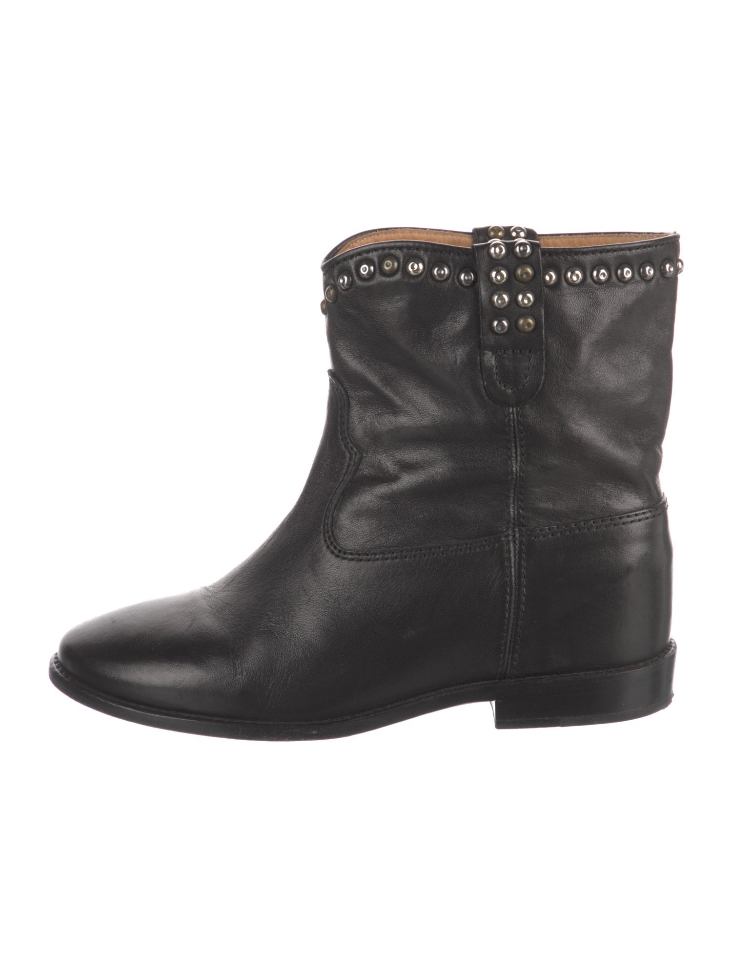 Isabel Marant Leather Studded Accents Moto Boots