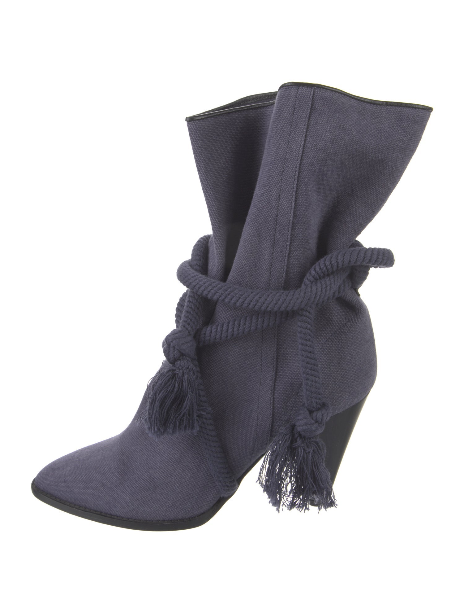 Isabel Marant Canvas Tassel Accents Lace-Up Boots