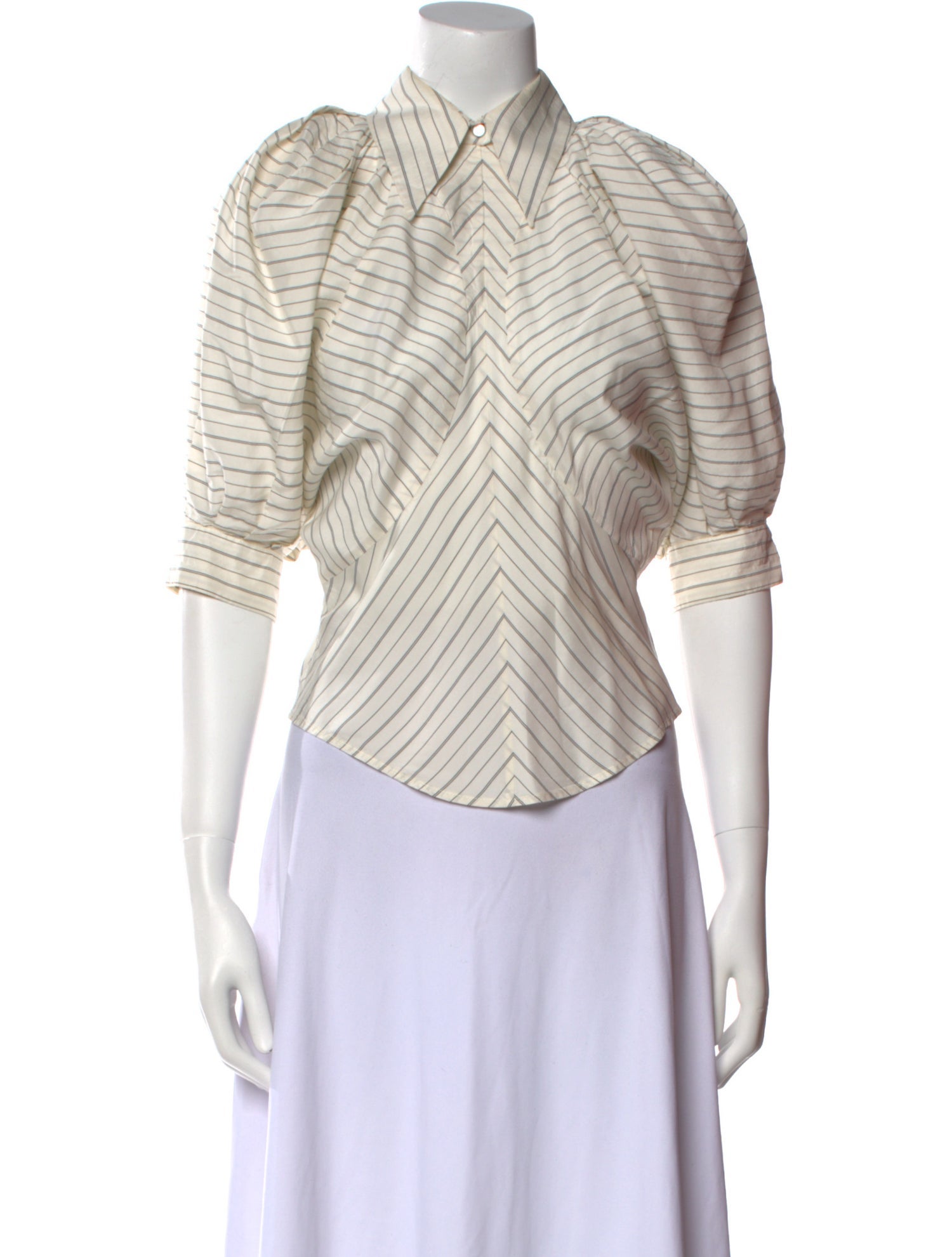 Isabel Marant Striped Three-Quarter Sleeve Crop Top