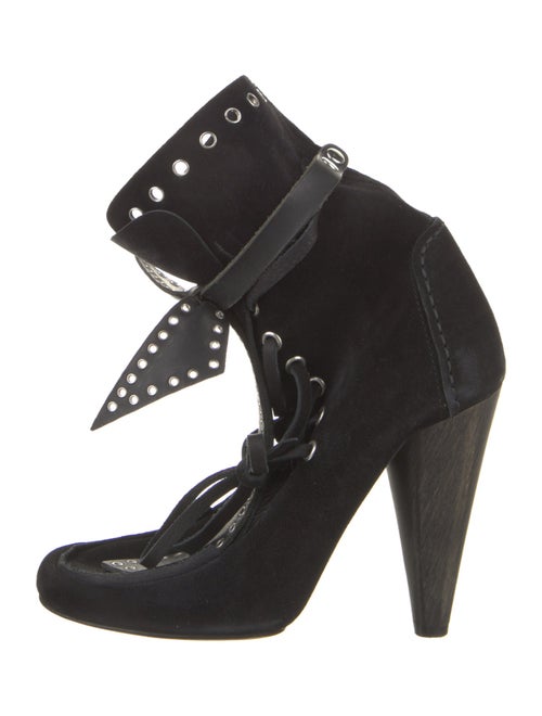 Isabel Marant Suede Leather Trim Embellishment Lace-Up Boots