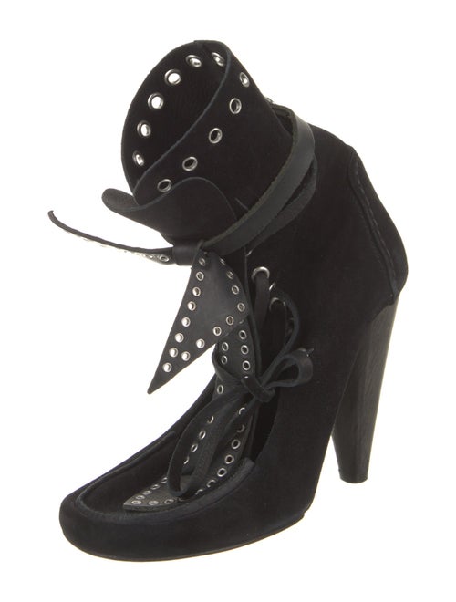 Isabel Marant Suede Leather Trim Embellishment Lace-Up Boots