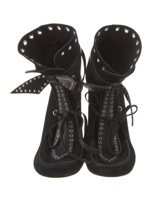 Isabel Marant Suede Leather Trim Embellishment Lace-Up Boots