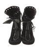 Isabel Marant Suede Leather Trim Embellishment Lace-Up Boots