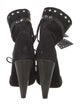 Isabel Marant Suede Leather Trim Embellishment Lace-Up Boots