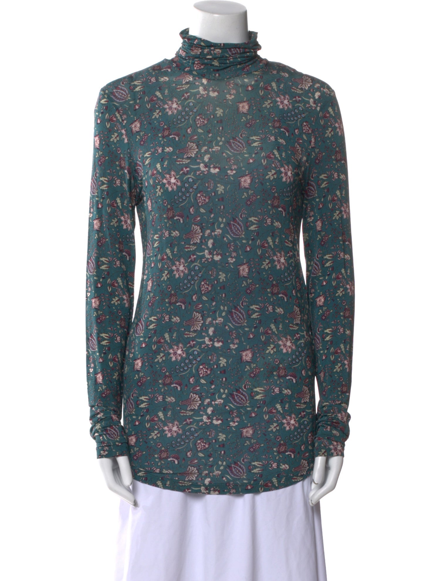 Isabel Marant Floral Print Mock Neck Blouse