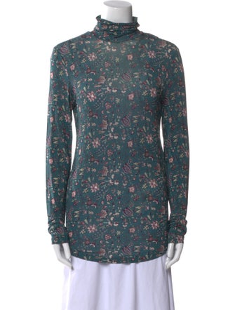 Isabel Marant Floral Print Mock Neck Blouse