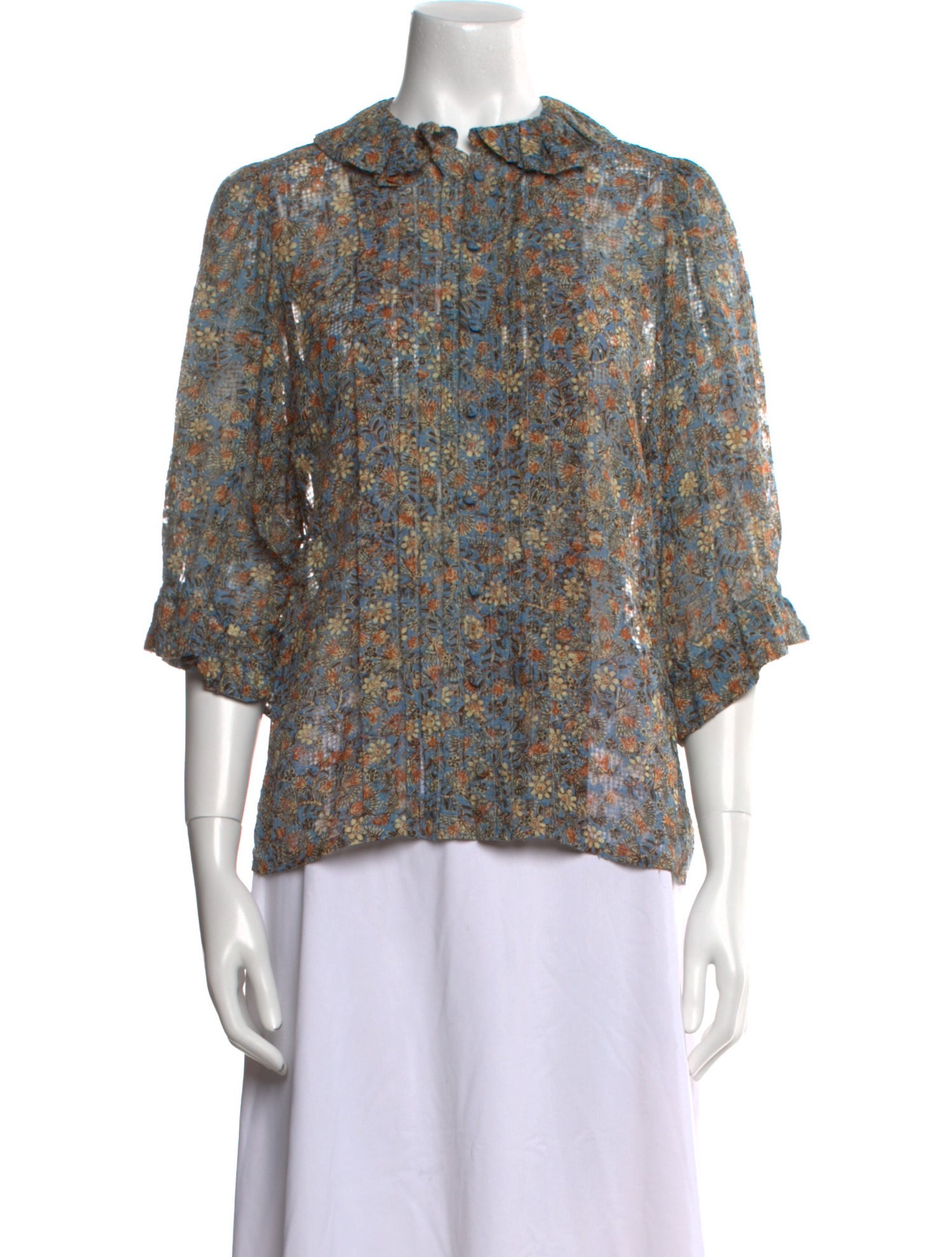 Isabel Marant Floral Print Mock Neck Blouse