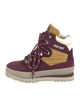 Isabel Marant Suede Colorblock Pattern Hiking Boots