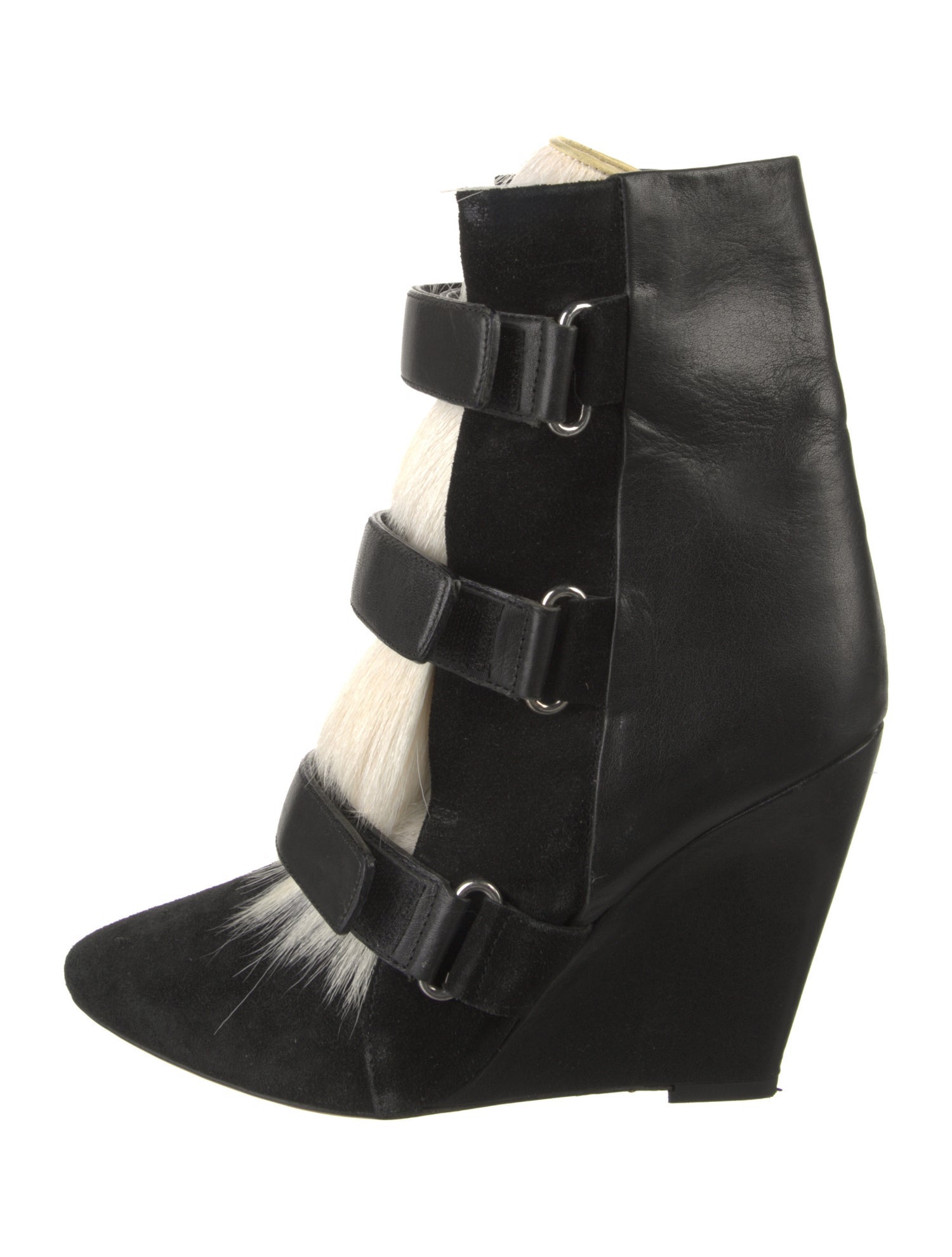 Isabel Marant Suede Fur Trim Lace-Up Boots