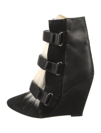 Isabel Marant Suede Fur Trim Lace-Up Boots