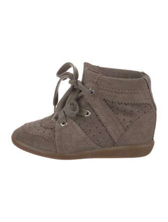 Isabel Marant Suede Lasercut Accents Wedge Sneakers