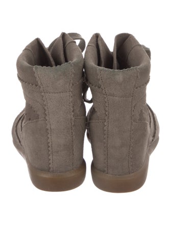 Isabel Marant Suede Lasercut Accents Wedge Sneakers