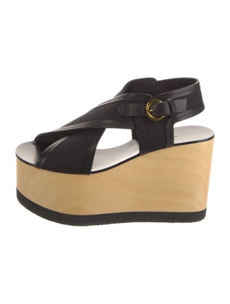 Isabel Marant Canvas Leather Trim Embellishment Slingback Sandals