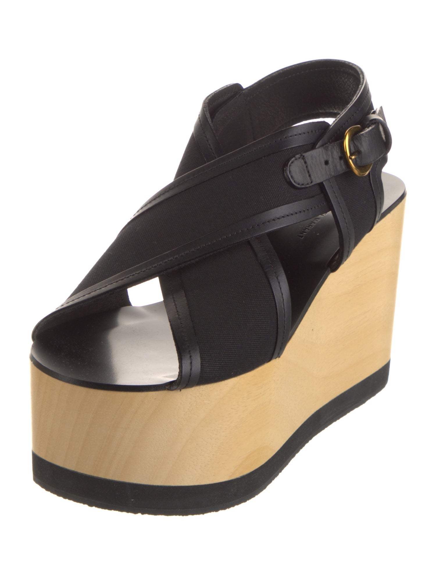 Isabel Marant Canvas Leather Trim Embellishment Slingback Sandals