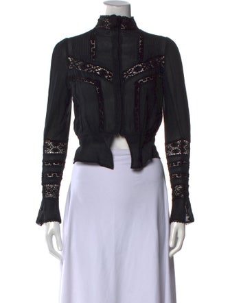 Isabel Marant Mock Neck Long Sleeve Crop Top