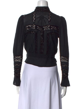 Isabel Marant Mock Neck Long Sleeve Crop Top