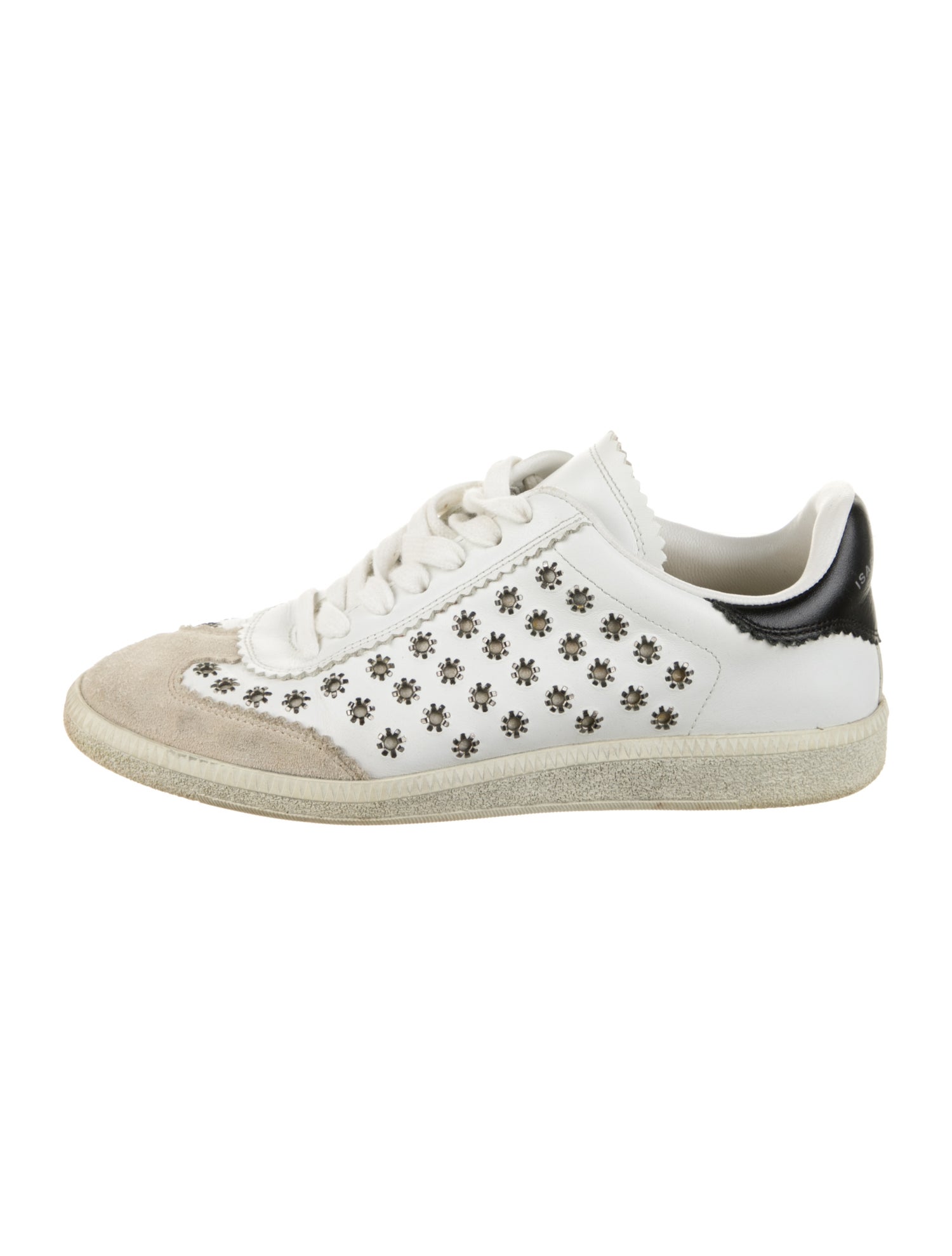 Isabel Marant Leather Scalloped Accent Sneakers