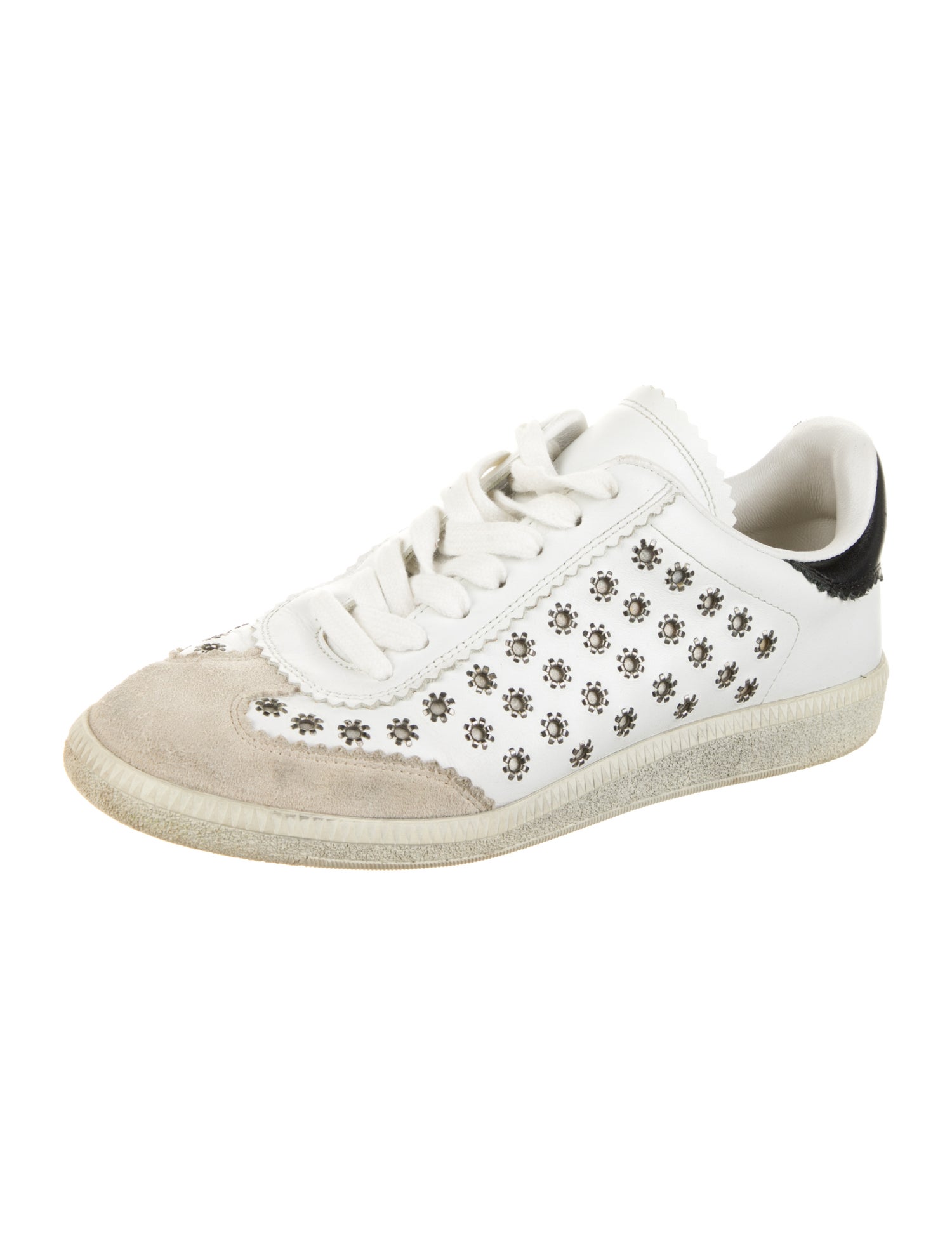 Isabel Marant Leather Scalloped Accent Sneakers