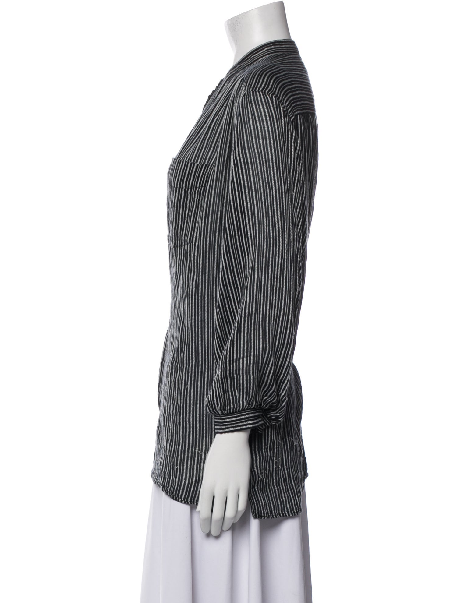 Isabel Marant Striped Mock Neck Button-Up Top