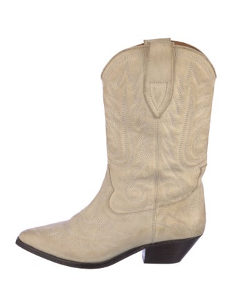 Isabel Marant Leather Colorblock Pattern Western Boots