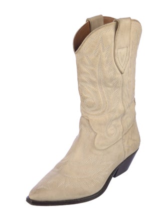 Isabel Marant Leather Colorblock Pattern Western Boots