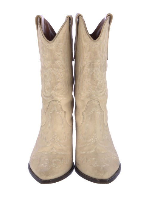 Isabel Marant Leather Colorblock Pattern Western Boots