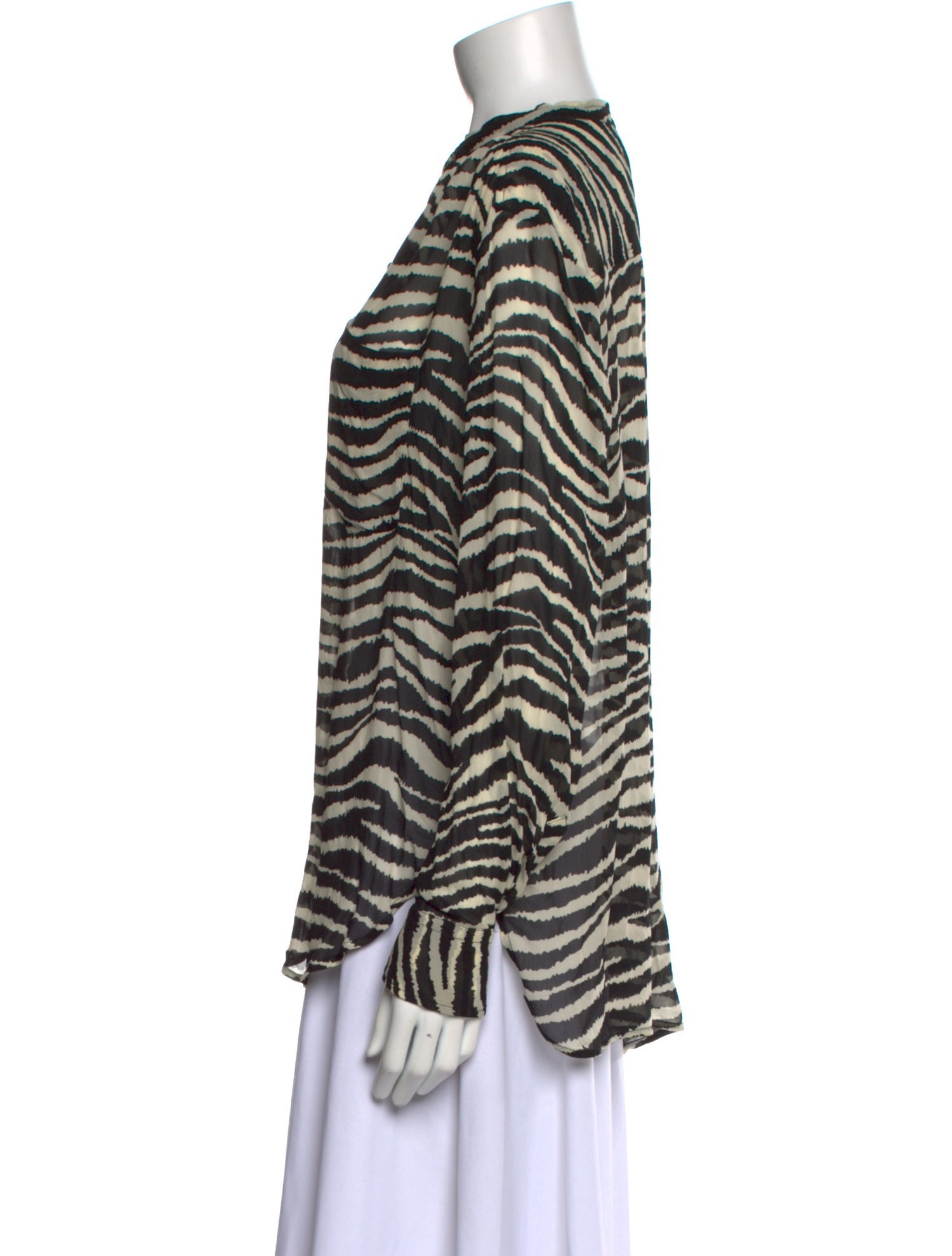Isabel Marant Animal Print Mock Neck Button-Up Top