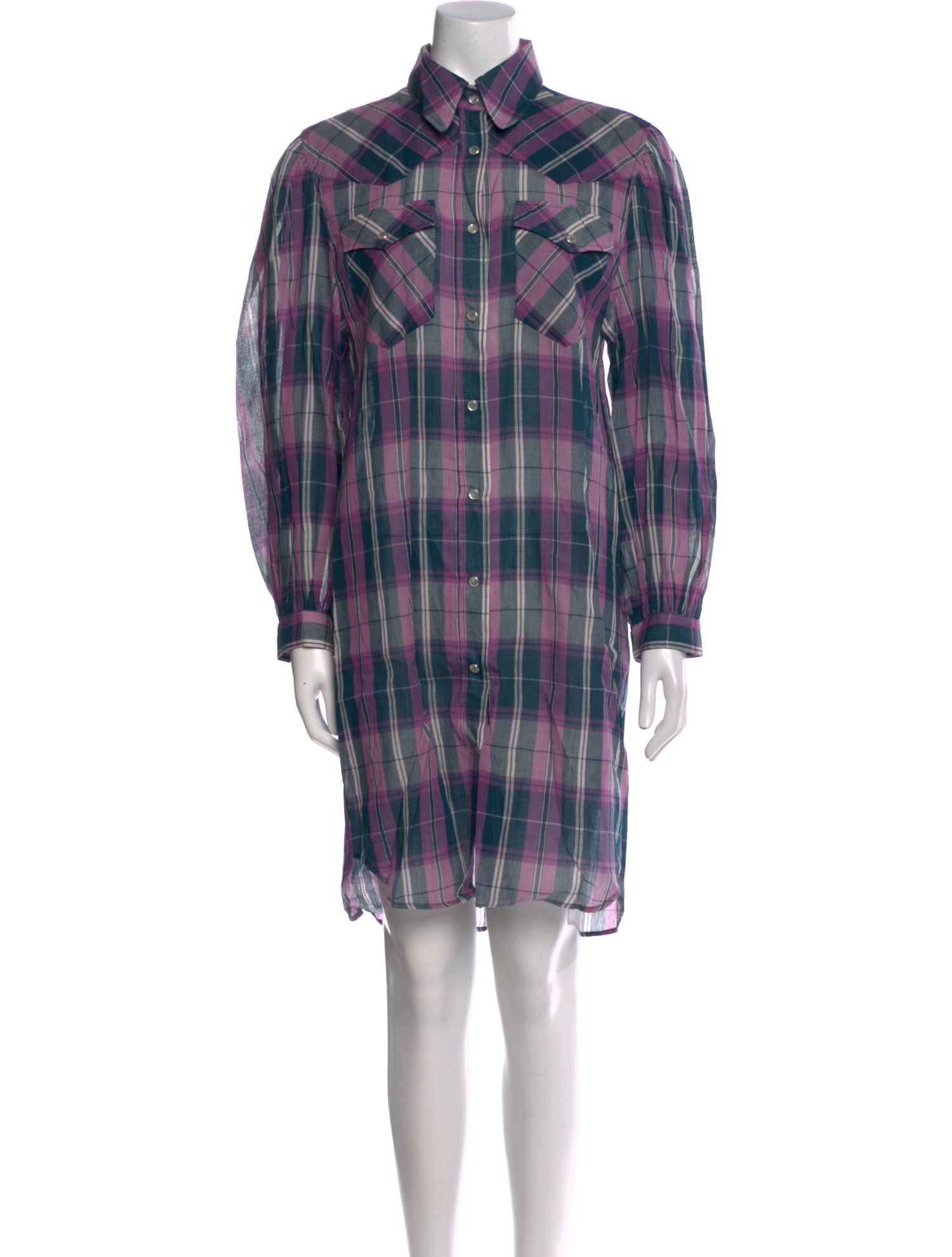 Isabel Marant Plaid Print Knee-Length Dress