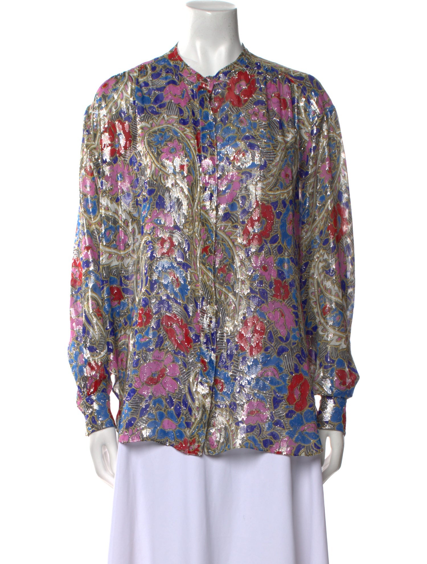 Isabel Marant Silk Floral Print Button-Up Top
