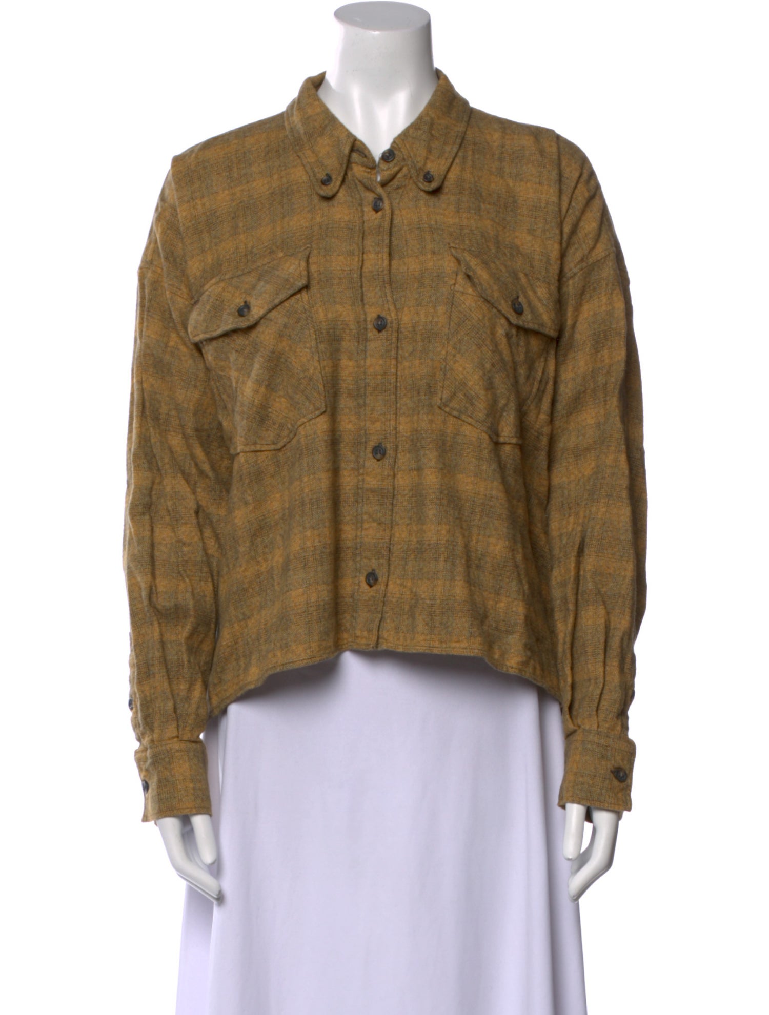 Isabel Marant Plaid Print Long Sleeve Button-Up Top