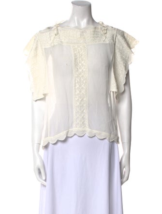 Isabel Marant Square Neckline Short Sleeve Blouse