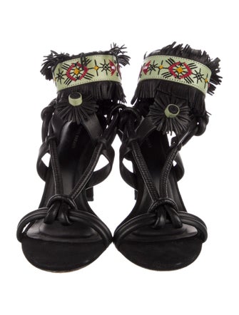 Isabel Marant Suede Printed Gladiator Sandals