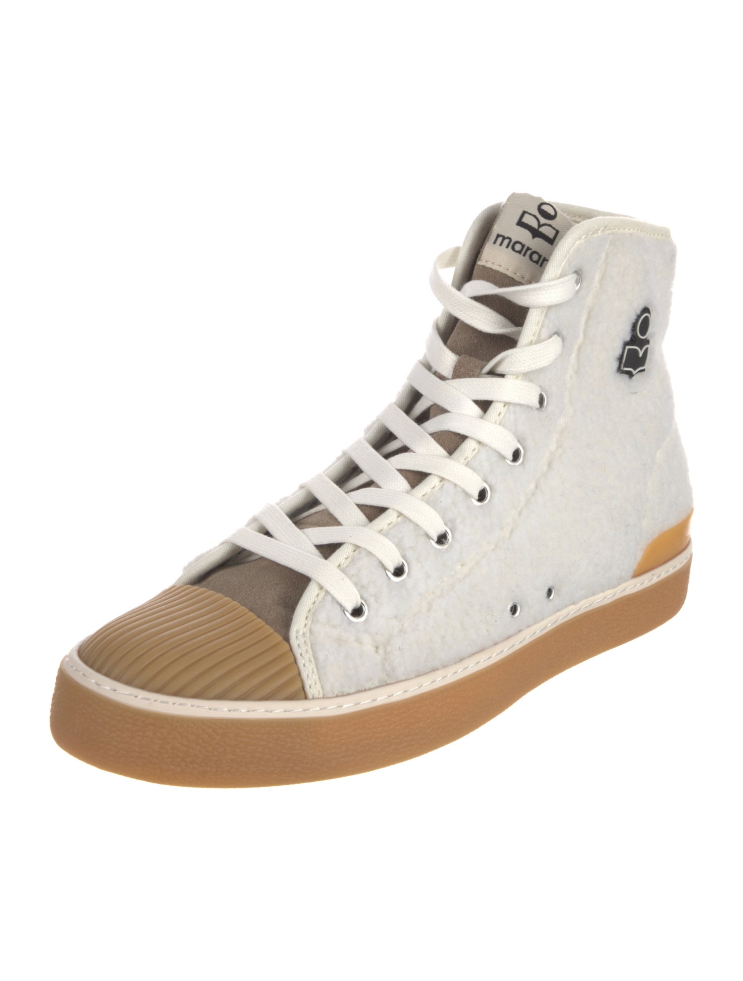 Isabel Marant Shearling Colorblock Pattern Sneakers