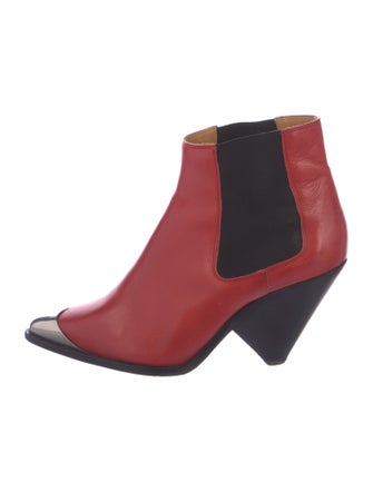 Isabel Marant Leather Colorblock Pattern Chelsea Boots