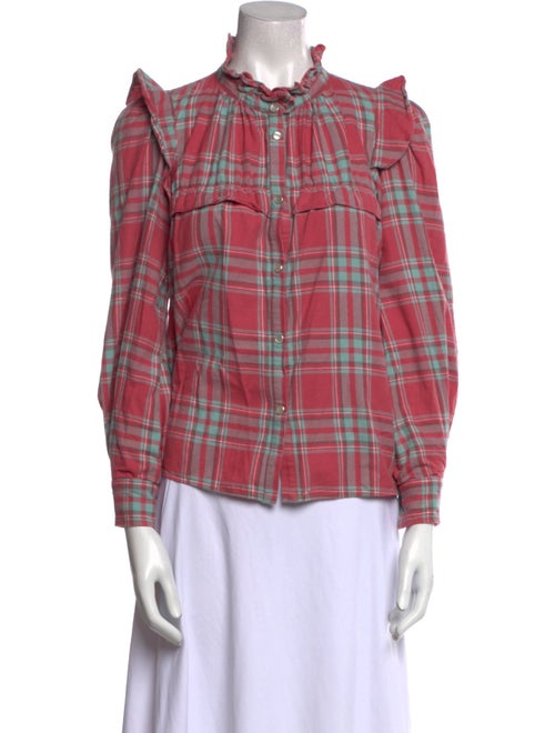 Isabel Marant Plaid Print Mock Neck Blouse