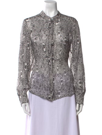 Isabel Marant Printed Mock Neck Button-Up Top